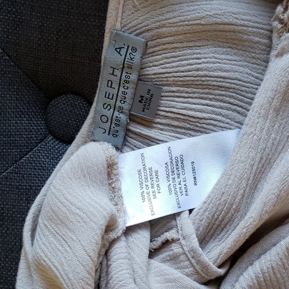 Joseph A Cream Taupe Boho Gauze Crochet Detail Top Medium - Picture 5 of 5